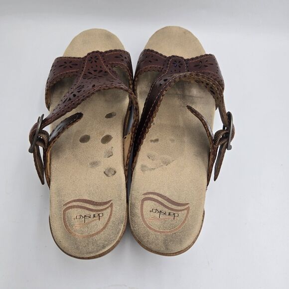 Dansko Sapphire Women Sandal 8.5 Brown Leather Eyelet Comfort Floral Shoes EU 39 - Picture 10 of 10